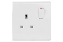 13A Single Slimline Switched Socket  - White