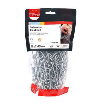 Timco Clout Nails Galvanised - 65 x 2.65mm (1kg)