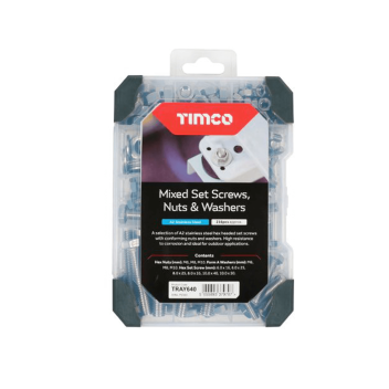 Timco Set Screws Nuts Washers Zinc Mixed Tray (199pcs)