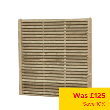 Double Slatted Fence Panel - 1.8 x 1.8m (6 x 6\')