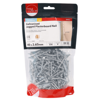 Timco Jagged Plasterboard Nails Galvanised - 40 x 2.65mm (1kg)