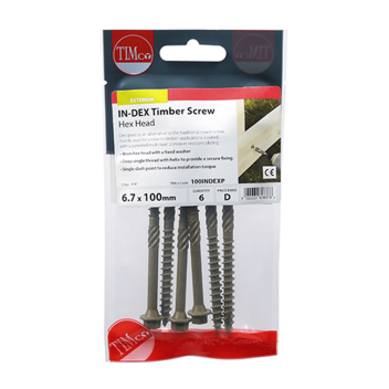 Timco Timber Screws Hex Flange Head Exterior Green - 6.7 x 100mm (6pcs)