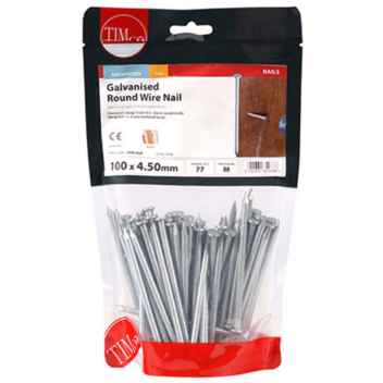 Timco Round Wire Nails Galvanised - 100 x 4.50mm (1kg)