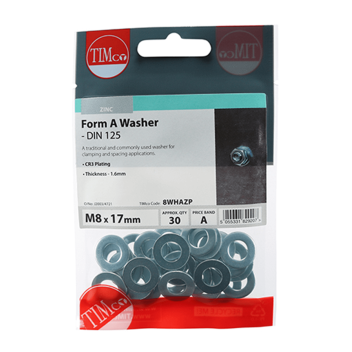 Timco Form A Washers -  M8 (30pcs)