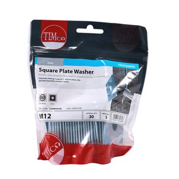 Timco Square Plate Washer - M12 x 50 x 50  (30pcs)