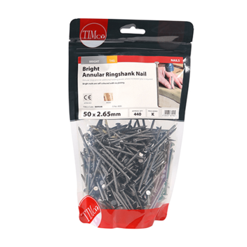 Timco Annular Ringshank Nails Bright - 50 x 2.65mm (1kg)