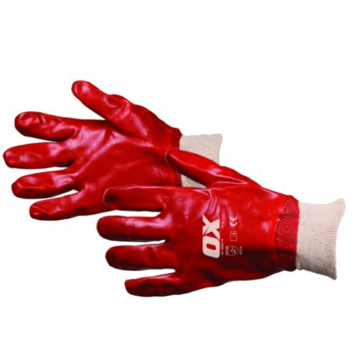 Ox Red PVC Knit Wrist Gloves - Size L