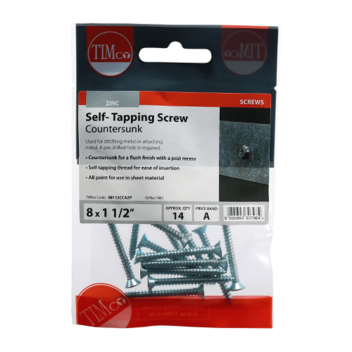 Timco Self-Tapping Countersunk Silver Screws - 8 x 1½\" (14pcs)