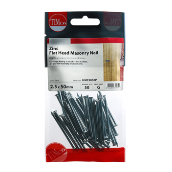 Timco Masonry Nails Zinc - 2.5 x 50mm (100pcs)