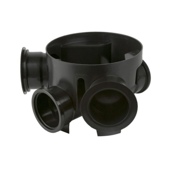 Shallow Access Chamber 280mm Diameter (205mm Invert) Inc. 2 Socket Plugs Black