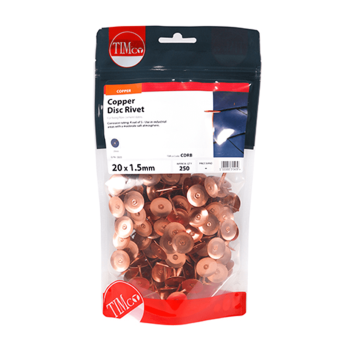 Timco Disc Rivets Copper - 20 x 1.50mm ( 250pcs)