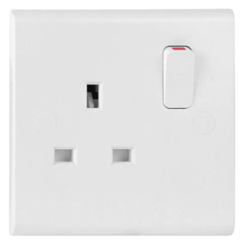 13A Single Slimline Switched Socket  - White