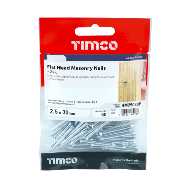 Timco Masonry Nails Zinc - 2.5 x 30mm ( 50pcs)