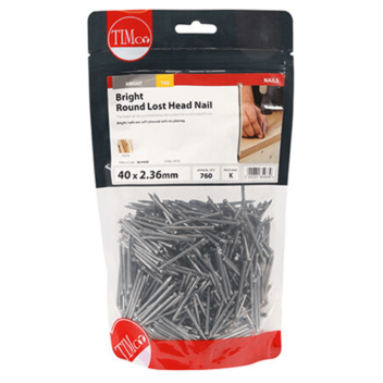 Timco Round Lost Head Nails Bright - 40 x 2.36mm (1kg)