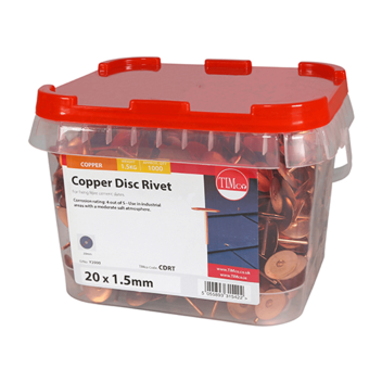 Timco Disc Rivets Copper - 20 x 1.50mm (1000pcs)