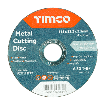 Timco Metal Cutting Discs - 115 x 22.2 x 1.0mm (10pcs)