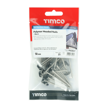 Timco Polymer Headed Nails A4 Stainless Steel Black - 50mm (100pcs)