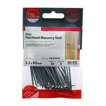 Timco Masonry Nails Zinc - 2.5 x 40mm (100pcs)