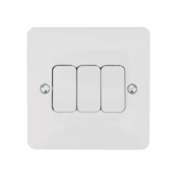 6A Triple Gang 2 Way Slimline Switch - White